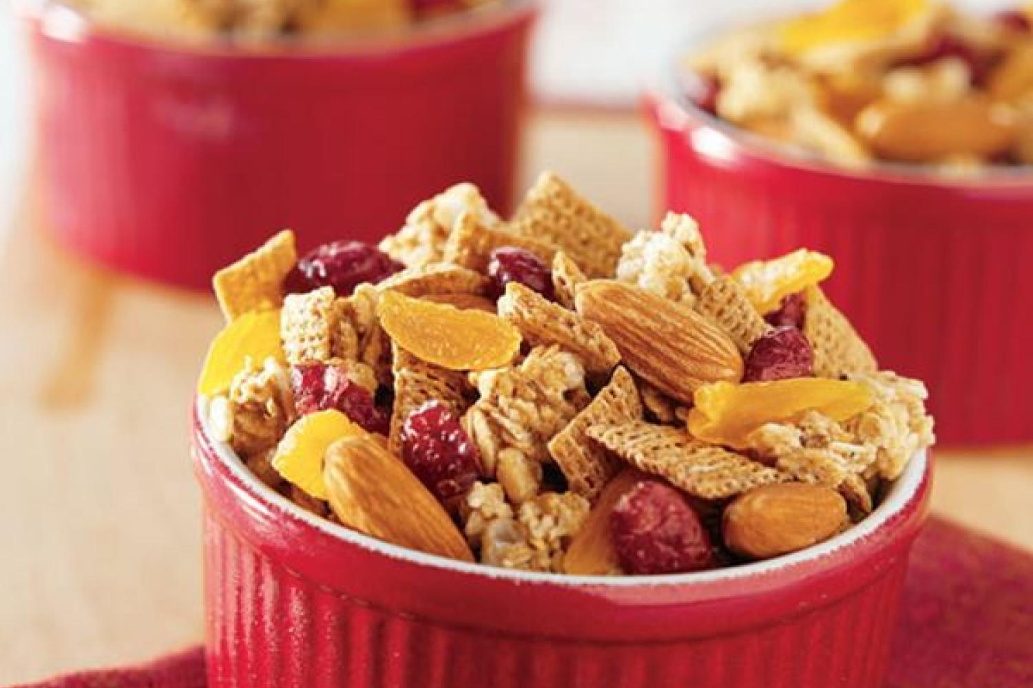 Almond snack mix with all ingredients. 